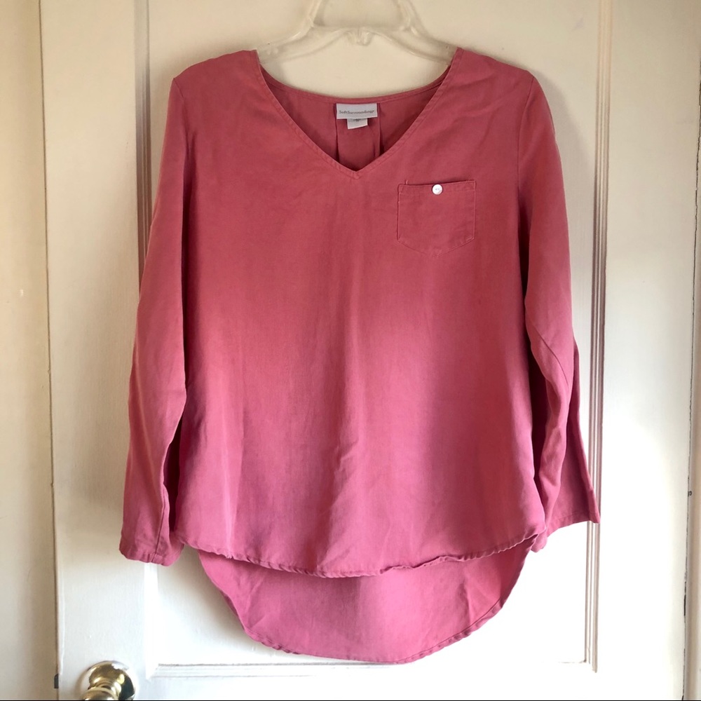 Soft Surroundings Pink V-Neck Long Sleeve Top NWOT